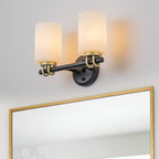 2-Light Bathroom Vanity Light Cylindrical Frosted White Glass Shade Hallway