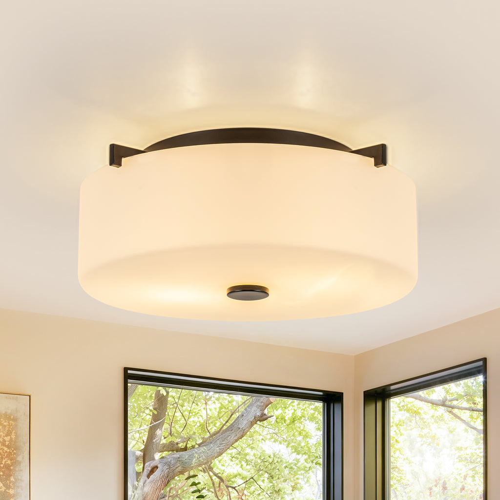 2-Light Modern Flush Mount Ceiling Light Clear Glass Shade Kitchen
