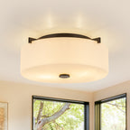 2-Light Modern Flush Mount Ceiling Light Clear Glass Shade Kitchen