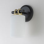 1-Light Bathroom Vanity Light Cylindrical Frosted White Glass Shade Hallway