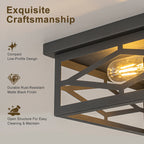 2-Light Industrial Black Flush Mount Light Dining Room Kitchen Island