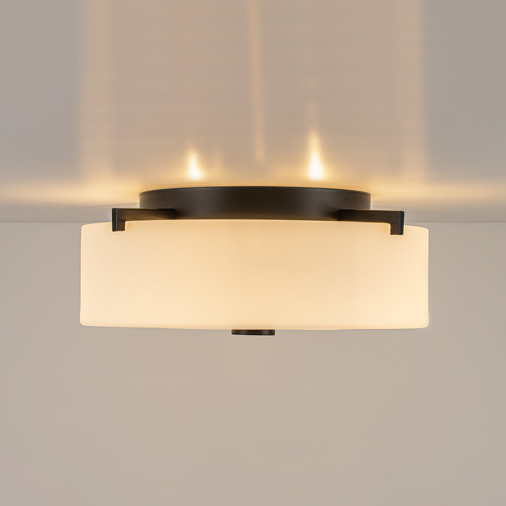 2-Light Modern Flush Mount Ceiling Light Clear Glass Shade Kitchen