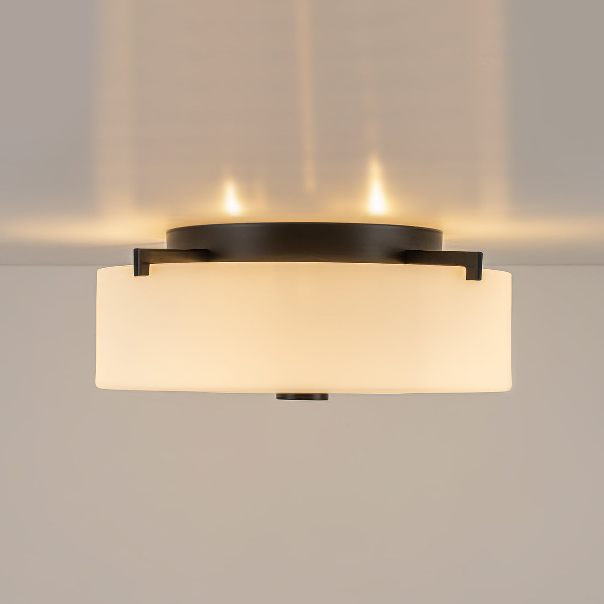 2-Light Modern Flush Mount Ceiling Light Clear Glass Shade Kitchen