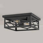 2-Light Industrial Black Flush Mount Light Dining Room Kitchen Island