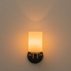 1-Light Bathroom Vanity Light Cylindrical Frosted White Glass Shade Hallway