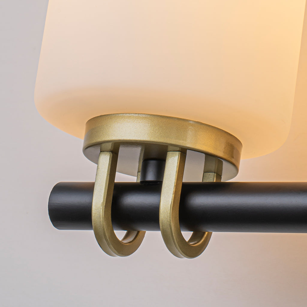 2-Light Bathroom Vanity Light Cylindrical Frosted White Glass Shade Hallway
