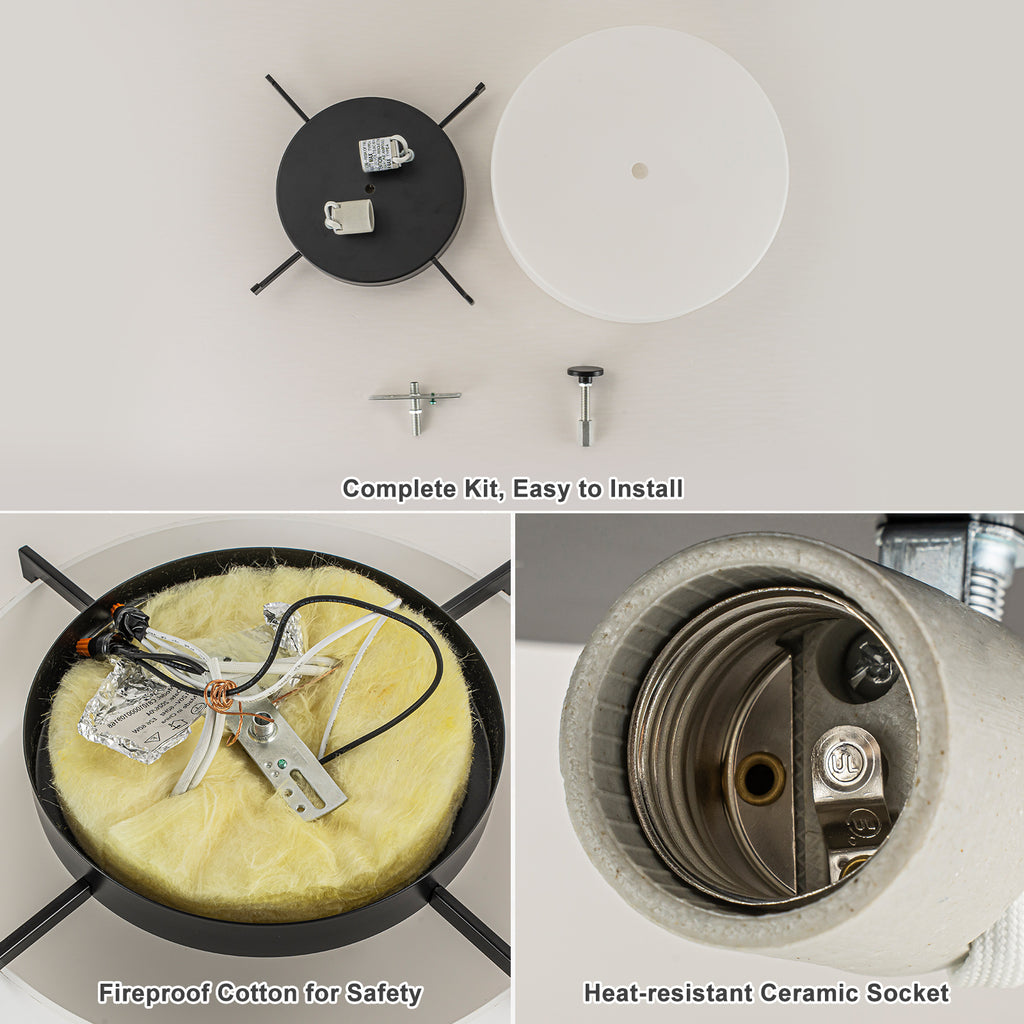 2-Light Modern Flush Mount Ceiling Light Clear Glass Shade Kitchen
