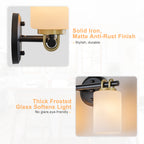 2-Light Bathroom Vanity Light Cylindrical Frosted White Glass Shade Hallway