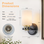 1-Light Bathroom Vanity Light Cylindrical Frosted White Glass Shade Hallway