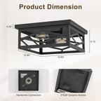 2-Light Industrial Black Flush Mount Light Dining Room Kitchen Island