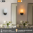 1-Light Bathroom Vanity Light Cylindrical Frosted White Glass Shade Hallway