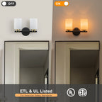 2-Light Bathroom Vanity Light Cylindrical Frosted White Glass Shade Hallway