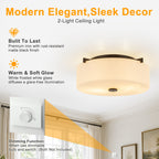 2-Light Modern Flush Mount Ceiling Light Clear Glass Shade Kitchen
