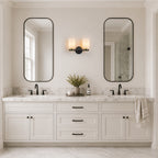 2-Light Bathroom Vanity Light Cylindrical Frosted White Glass Shade Hallway