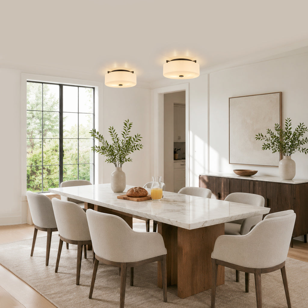 2-Light Modern Flush Mount Ceiling Light Clear Glass Shade Kitchen