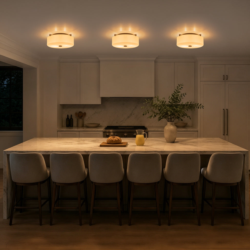 2-Light Modern Flush Mount Ceiling Light Clear Glass Shade Kitchen
