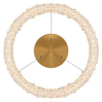 1-Light Modern Gold Metal Ring Crystal Integrated LED Pendant Light Dimmable Chandelier for Dining Room