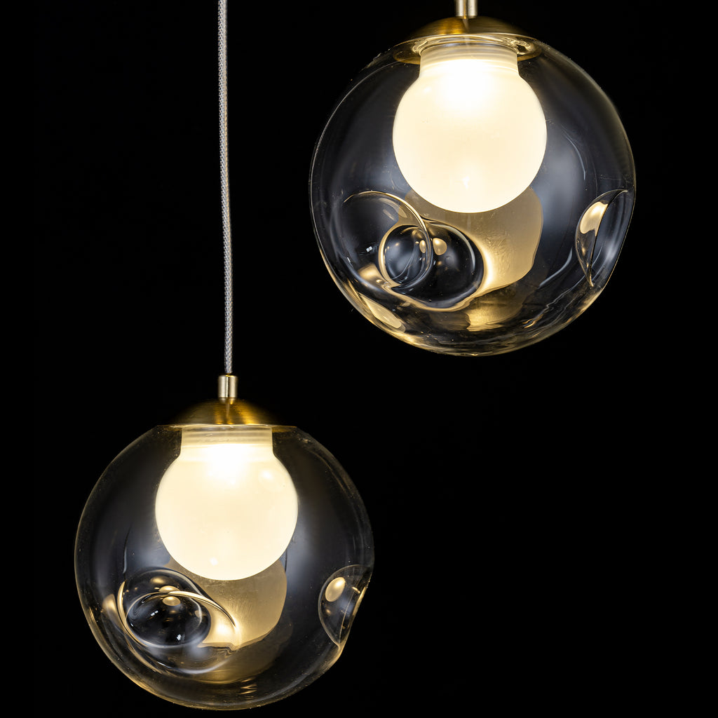 5-Light Modern Gold Metal LED Chandelier Pendant Light with Clear Globe Shades for Entryway, Living Room