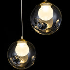 5-Light Modern Gold Metal LED Chandelier Pendant Light with Clear Globe Shades for Entryway, Living Room