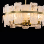20.47 in. 5-Lights Modern Brass Metal Round Chandelier with Cloud Texture Glass for Dining Room