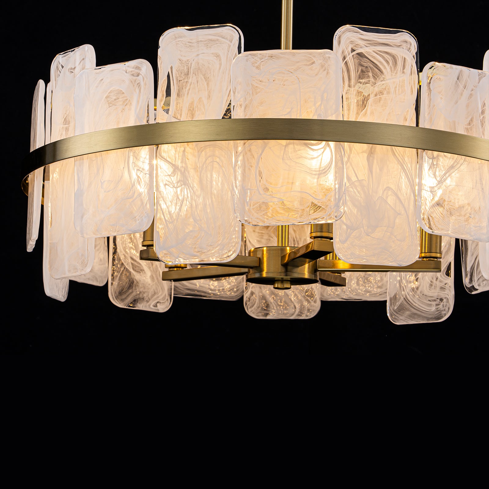 20.47 in. 5-Lights Modern Brass Metal Round Chandelier with Cloud Texture Glass for Dining Room