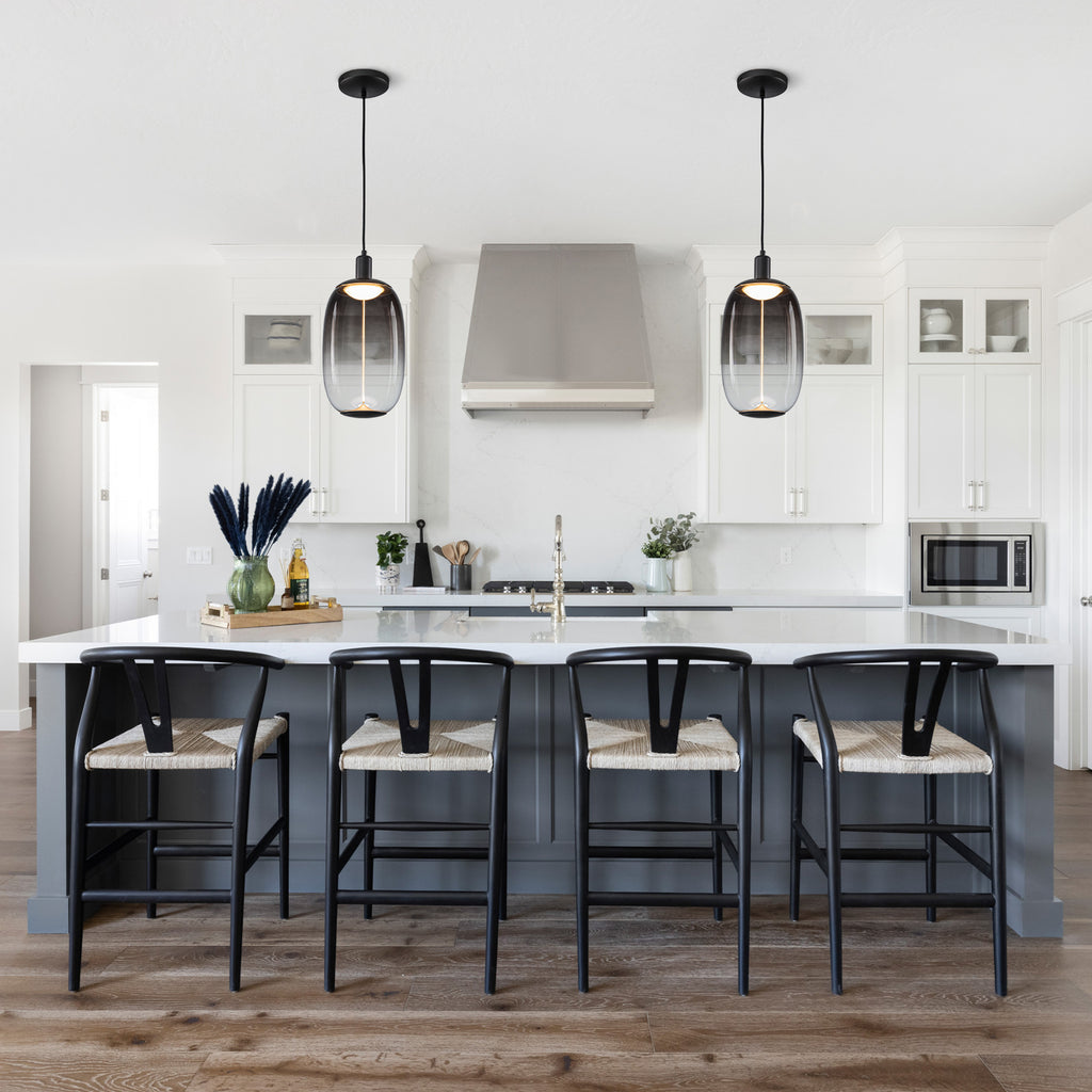 10-Watt 1-Light Modern Dimmable Integrated LED Pendant Light with Drum Shade for Kitchen Island