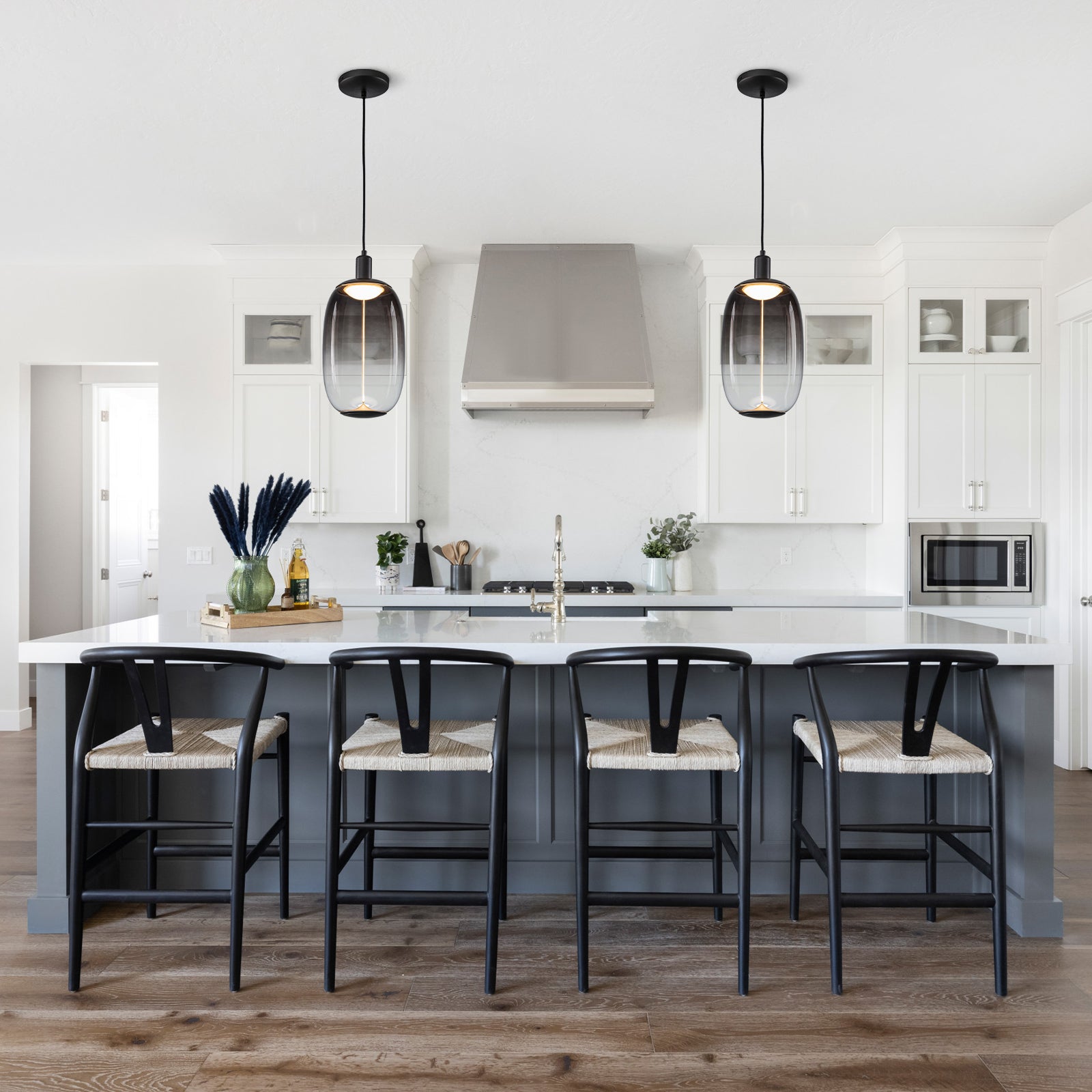 10-Watt 1-Light Modern Dimmable Integrated LED Pendant Light with Drum Shade for Kitchen Island