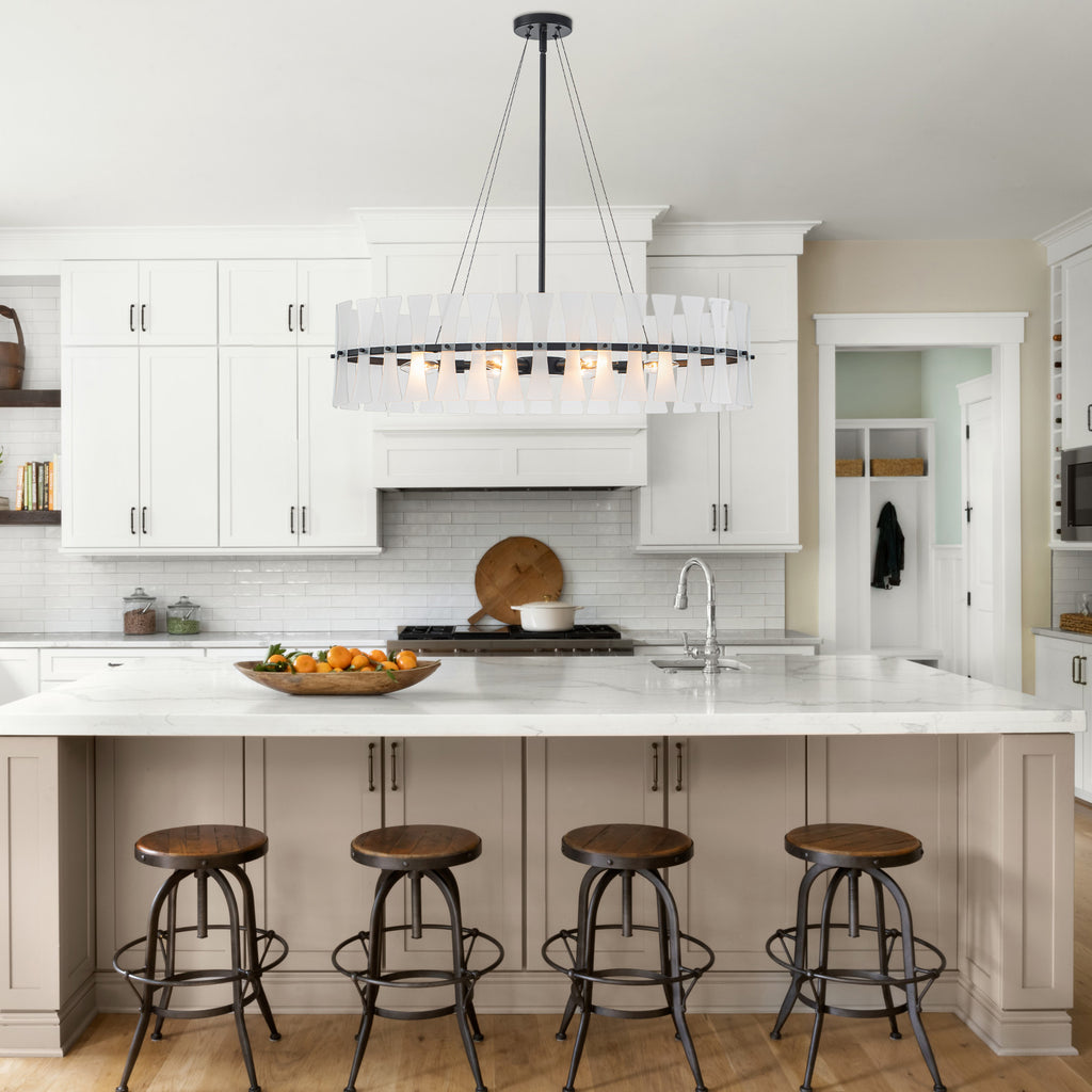 6 Light Oval Chandelier Frosted Dining Room Linear Kitchen Island