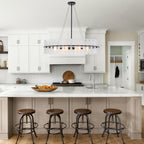 6 Light Oval Chandelier Frosted Dining Room Linear Kitchen Island