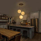 Chrome Modern Globe Hanging Pendant Light with White Bubble Glass Shade for Kitchen Island, Dining