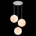 Chrome Modern Globe Hanging Pendant Light with White Bubble Glass Shade for Kitchen Island, Dining