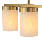 28.94 in. 4-Light Modern Copper Metal Linear Chandelier Island Pendant Light with Cylinder Glass Shades for Dining Room