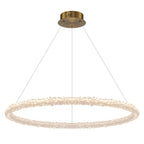 1-Light Modern Gold Metal Ring Crystal Integrated LED Pendant Light Dimmable Chandelier for Dining Room