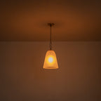 1-Light Modern Gold Bell Shaped Chandelier Hanging Light with Champagne-Colored Glass Shade for Dining Room