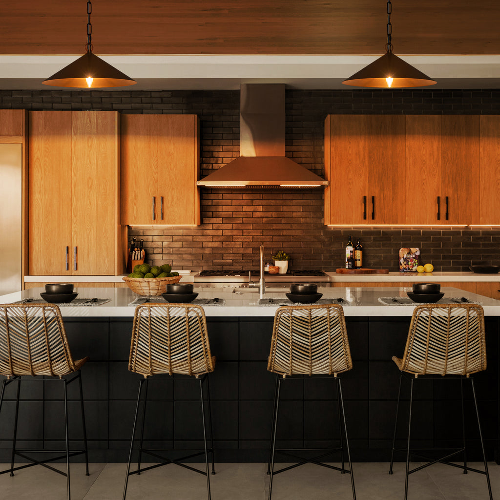 14.76 in. 60-Watt 1-Light Vintage Bronze Island Pendant Light with Cone Iron Shade for Kitchen, Dining Room