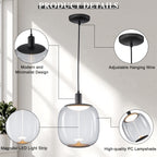10-Watt 1-Light Modern Dimmable Integrated LED Pendant Light with Drum Shade for Kitchen Island