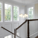 7-Light Modern Gold Sputnik Cluster LED Chandelier with Clear Globe Shades for Living Room
