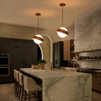 10.63 in. 1-Light Wooden Globe Hanging Pendant Light with White Glass Shade for Kitchen Island, Bedroom