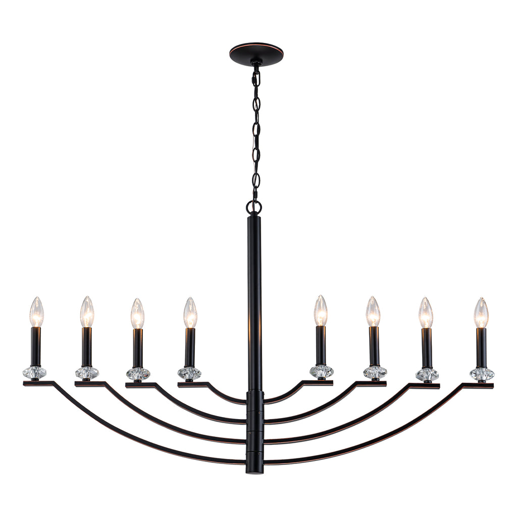 41 in. 8-Light Matte Black Traditional Candlestick Chandelier Modern Linear Candle Pendant Light