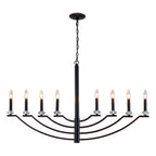 41 in. 8-Light Matte Black Traditional Candlestick Chandelier Modern Linear Candle Pendant Light