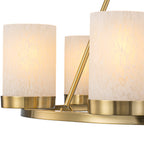 26 in. 6-Light Modern Brass Metal Chandelier with Cylinder Glass Shades for Kitchen Island, Dining Room