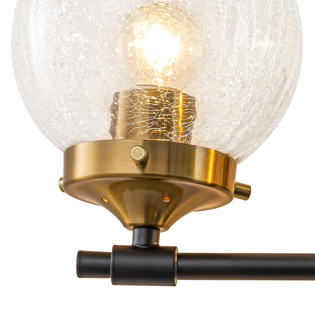 21.73 in. 3-Light Matte Black and Gold Metal Vanity Light with Clear Glass Shades for Bathroom