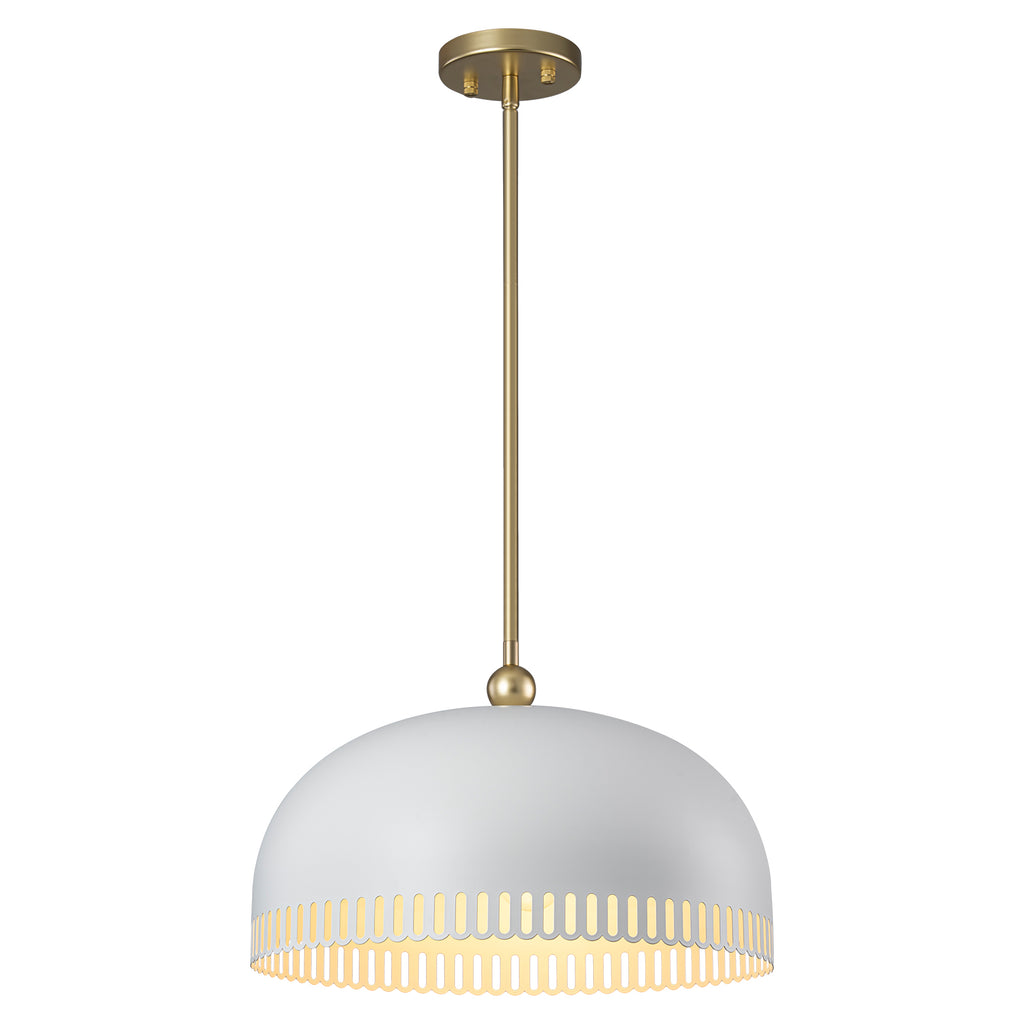 3-Light Gold Iron Semi-Domed Shape Pendant Light with Matte White Metal Shade Hollow Out Design for Living Room
