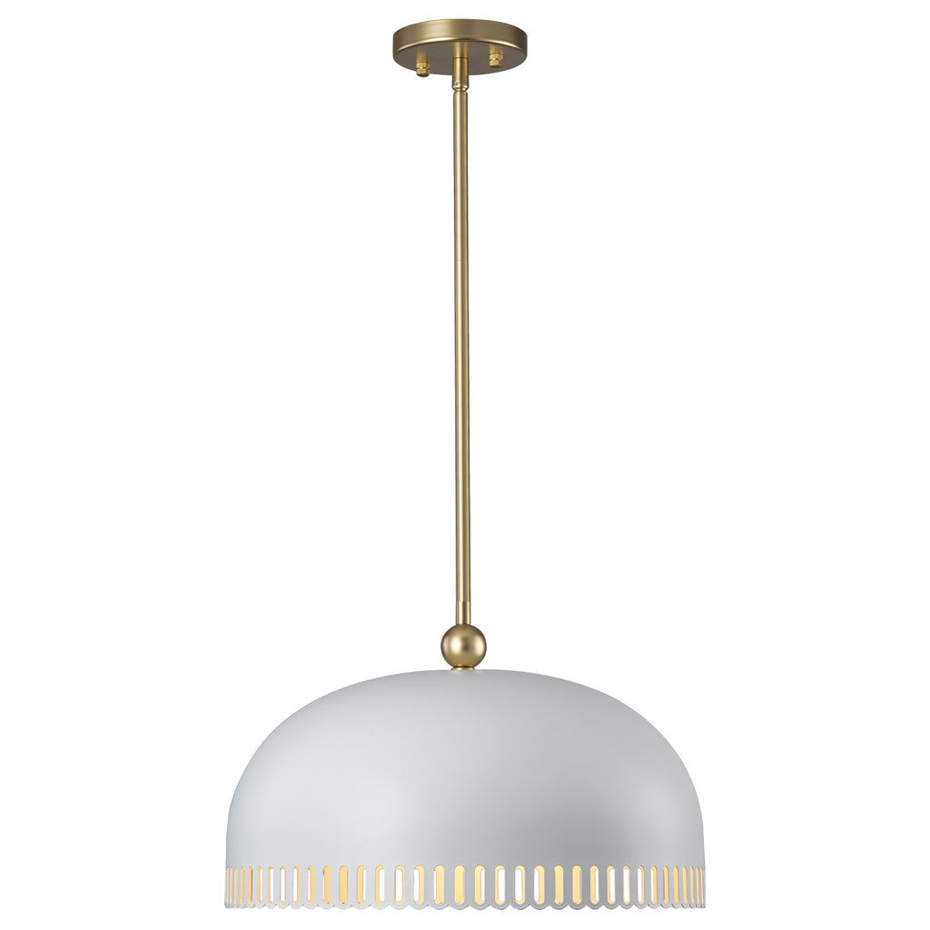 3-Light Gold Iron Semi-Domed Shape Pendant Light with Matte White Metal Shade Hollow Out Design for Living Room