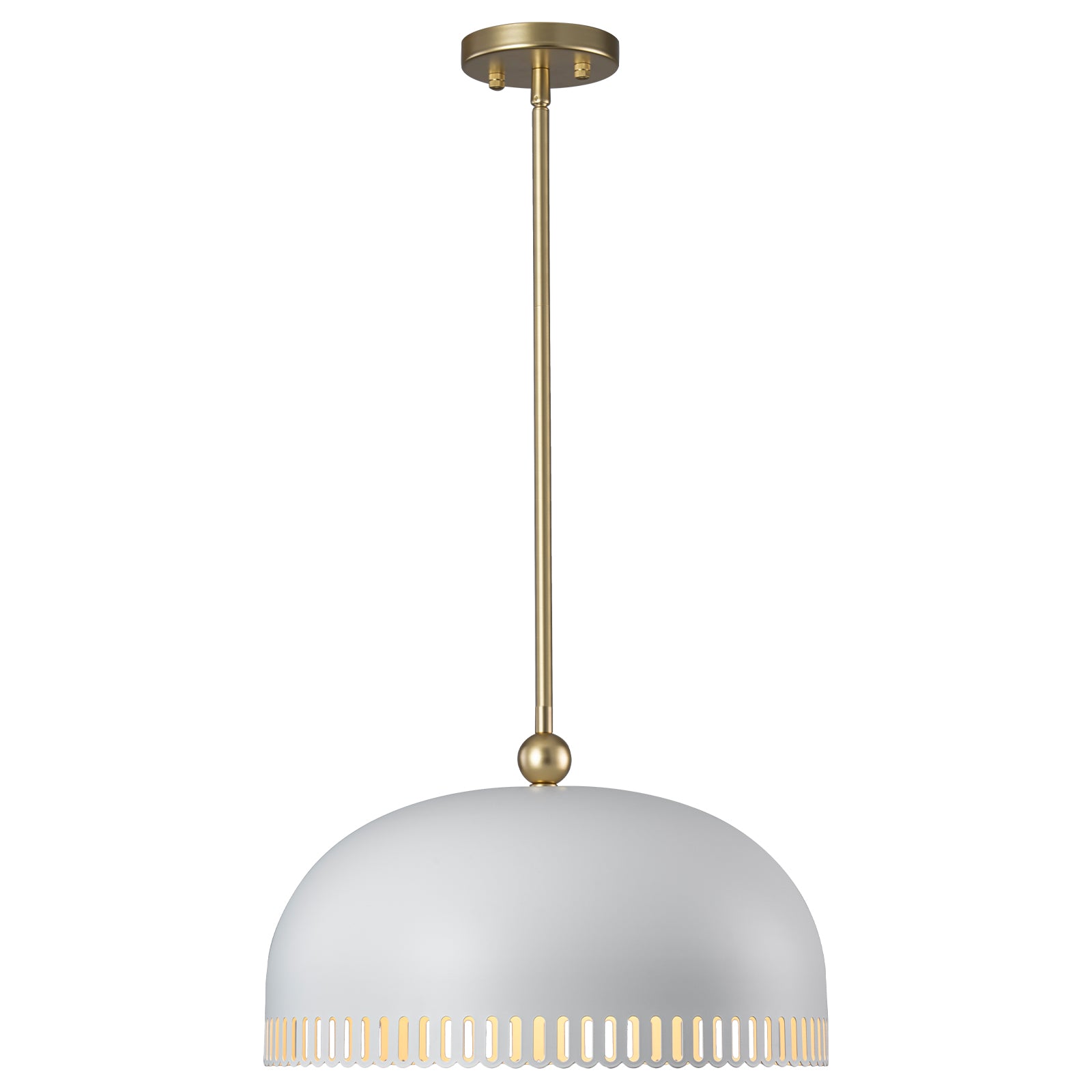3-Light Gold Iron Semi-Domed Shape Pendant Light with Matte White Metal Shade Hollow Out Design for Living Room