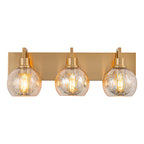 20.47 in. 3-Light Modern Gold Metal Linear Bathroom Vanity Light with Globe Mercury Glass Shades