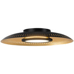 22.8 in. 1-Light Modern Industrial Black Dimmable LED Flush Mount Ceiling Light with Metal Dome Shade