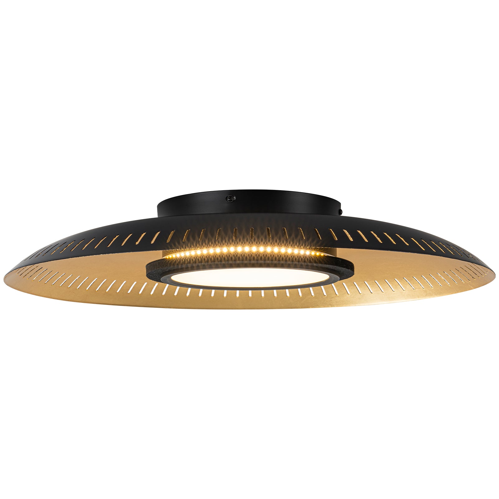 22.8 in. 1-Light Modern Industrial Black Dimmable LED Flush Mount Ceiling Light with Metal Dome Shade