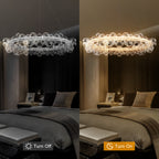 1-Light Gold Modern Round Globe Crystal Integrated LED Chandelier Dimmable Pendant Light with Glass Bubbles