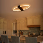 31.5 in. 1-Light Modern Brown Oval Integrated LED Flush Mount Ceiling Light Dimmable Ceiling Light